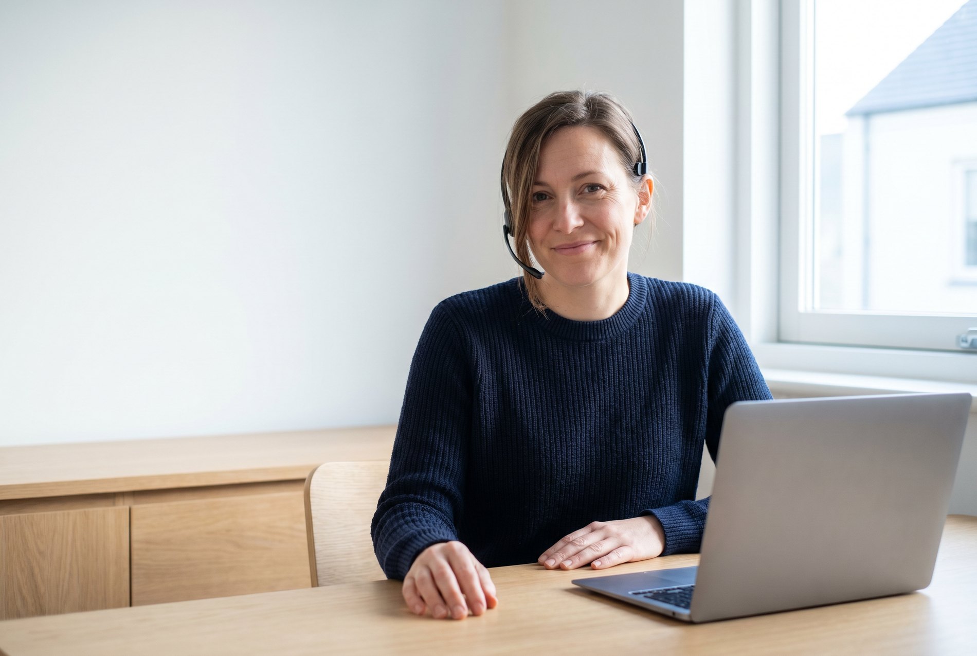 A Benefits Representative working remotely from a home office