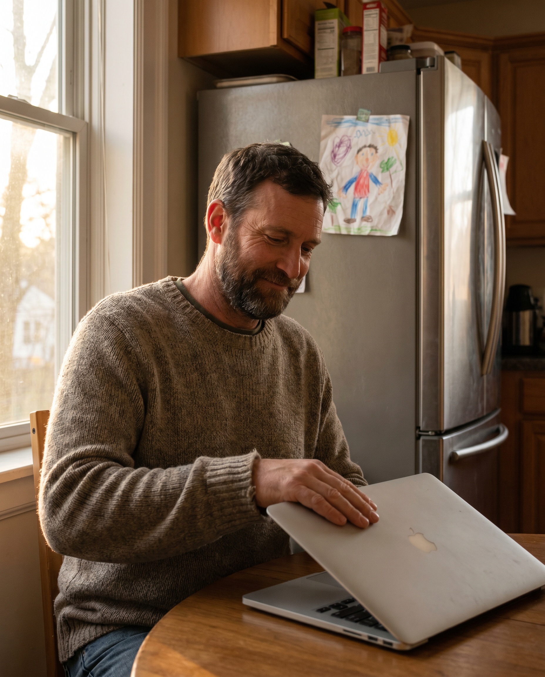 A representative finishing a virtual appointment from home